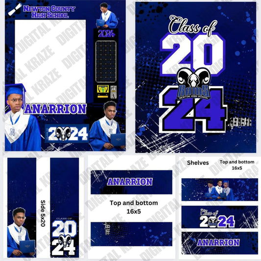 Editable Grad Vending Machine Template & Design - (Canva Blue)